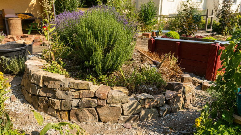 Naturstein Beet Einfassung im Garten